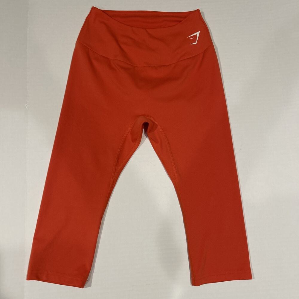 Gym Shark Womens Capris Leggings Medium Coral Orange Gym Yoga Run Athletic